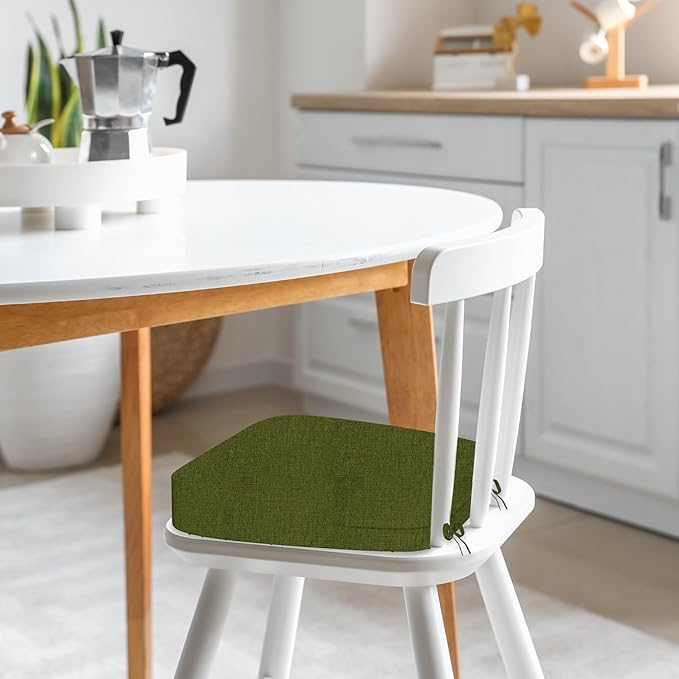 17'' x 16'' x 2.5"Thick Chair Cushions for Dining Chairs, 8 Pack WaterProof Easy Clean Kitchen Chair Pads with Ties and Non-Slip Backing - 30D High Elastic Foam Soft Kitchen Chair Cushions