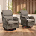 Rilyson Wicker Rocking Chair Swivel Chairs - 2 Piece Rocker Patio Chairs Set Rattan Rocking Chair for Outdoor Porch Deck Garden Backyard (Mixed Grey/Grey/Smile)