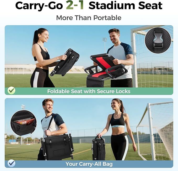 ALPHA CAMP Stadium Seat Chair for Bleachers with Back & Arm Rest
