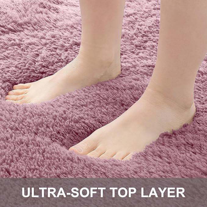 OLANLY 2x6 Machine Washable Runner Rugs for Hallway, Soft Fluffy Shaggy Bedside Rugs for Bedroom, Living Room, Indoor Floor Carpet for Kids Girls and Boys, Nursery Rooms, Home Decor Aesthetic, Blush