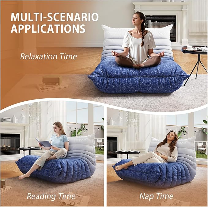 Selyteramy Oversized Bean Bag Chairs for Adults, Giant Beanbag Chair with Memory Foam, Comfy Lounge Chair Lazy Sofa for Apartment, Living Room, Bedroom, Office(Knit Fabric)