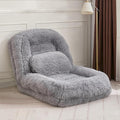 Upholstered Human Dog Bed for Adult & Pets, Convertible Lazy Sofa Bed with 5 Adjustable Position, Comfy Tatami Bean Bag Lounge Chair with 2 Soft Pillows for Bedroom Living Room (Light Gray Fluffy)