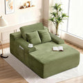 POINTANT 49”W Chaise Lounge Indoor, Oversized Couch Chair with 3 Throw Pillows, Corduroy Upholstered Boneless Sofa Bed,Lazy Bed Sleeper Reading Chairs for Living Room Apartment, No Assembly (Green)