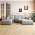 AUGOP 108" Sectional Couches for Living Room Modern Modular Sofa with L-Shape Couchs Upholstered Boneless Couch Deep Seat Sectional Couch with Chaise (Grey, Right Facing Chaise+2Seaters+1Ottoman)