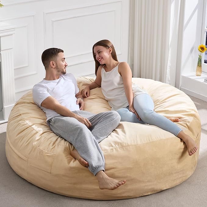 Hobestluk Bean Bag Chair 6Ft Giant Bean Bag Chairs for Adults Large Bean Chairs with Removable Cover,Big BeanBag Chairs for Living Room, Bedroom