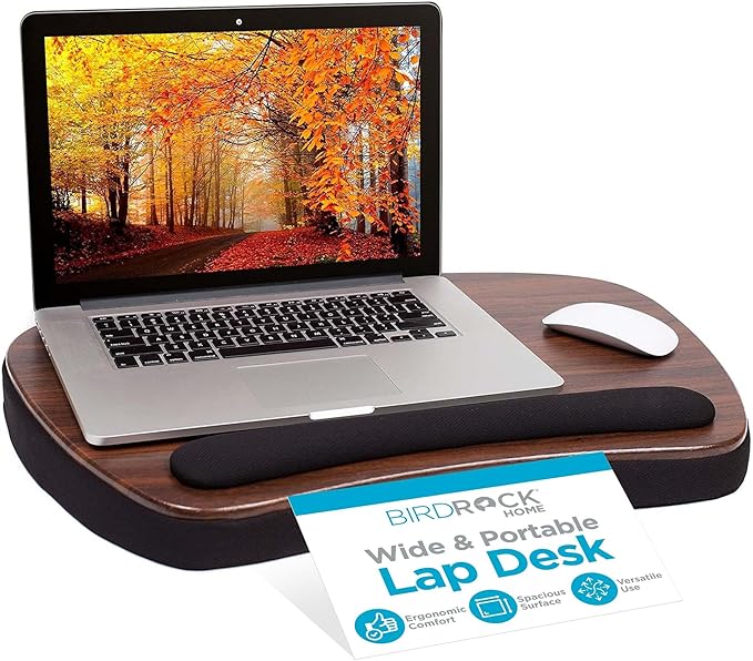 Sofia + Sam Oversized Memory Foam Lap Desk (Wood Top) | Supports Laptops Up to 20 Inches