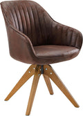 Art Leon Dining Chair, Mid Century Modern Suede Upholstered Swivel Dining Room Chair with Wood Legs, Leisure Side Chair with Arms for Living Room, Mocha