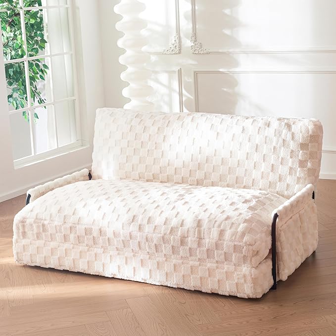 YOSHOOT Adjustable Lazy Floor Sofa, 5-Position Foldable Sleeper Chair with Armrest for Reading, Gaming - Convertible Bean Bag Sofa Bed Couch