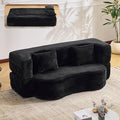 Orynveela Convertible Folding Sofa Bed, 71” Single Size Floor Sleeper Couch, Chenille Full Foam Futon Loveseat for Living Room Bedroom, No Assembly Required (Black)