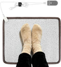 Heated Floor Mat - White Foot Warmer Under Desk, 15.7x19.7in Heated Feet Rest for Home Office Desk, Winter 110V Electric Heating Pad with 3 Timers & 10 Adjustable Temperature