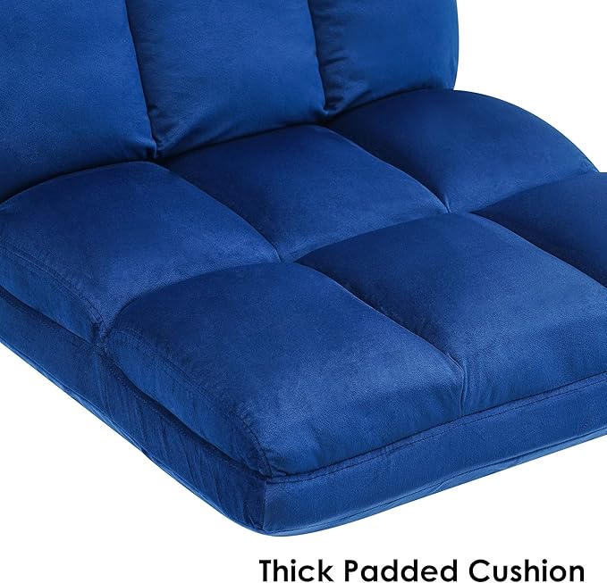 MCombo Velvet Accent Chair with Ottoman Set, Modern Armless Chair for Living Room, Bedroom, Small Space 0014 (Velvet, Blue)