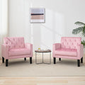 TYBOATLE Accent Chairs Set of 2, Mid Century Modern Upholstered Tufted Living Room Chair for Bedroom, Armchair Single Sofa,Reading Lounging Side Lounge Office Chair (Pink)