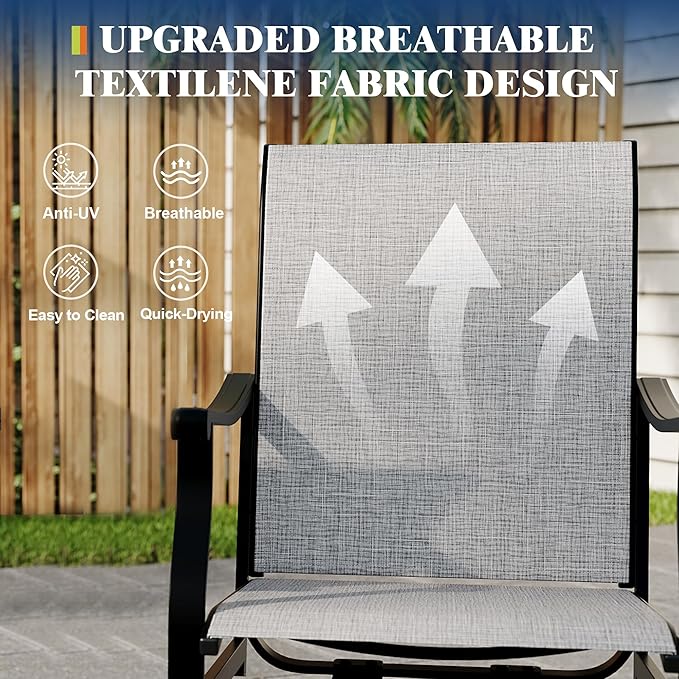 Outdoor Swivel Dining Chairs with Textilene Breathable Back, Swivel Patio Dining Chairs Set of 8, SwivelPatio SlingChairs Set for Poolside Lawn Garde