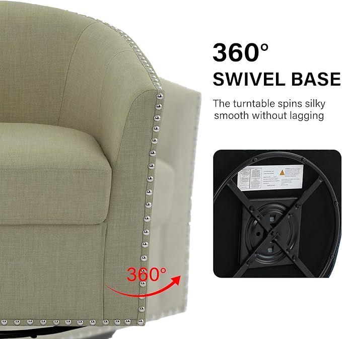 DREAMSIDEA Swivel Barrel Accent Chair Set of 2, Modern Round Small Reading Armchair for Living Room Bedroom-Light Camel