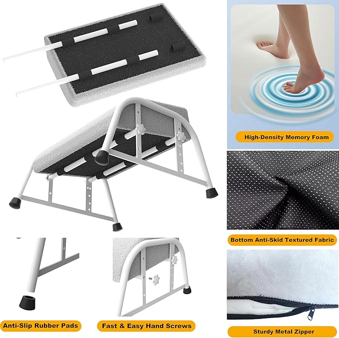 Foot Rest for Under Desk at Work, 10-Level Height Adjustable Ergonomic Foot Stool with Removable Soft Memory Foam Pad, Office & Gaming Desk Accessories for Leg Support（White