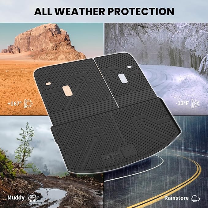 LASFIT Cargo Mat and Backrest Mat for Mazda CX-90 / CX 90 PHEV 2024 2025 2026 7&8 Seats(Not for 6 Seats) TPE Custom Fit All Weather Trunk Liner Waterproof CX90/CX90 PHEV Cargo Tray Accessories, Black