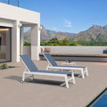 PURPLE LEAF Oversize Chaise Lounge Chair Outdoor 2 Pieces White Aluminum Lounge Chair with Wheels and Table for Pool Deck Patio, Indigo