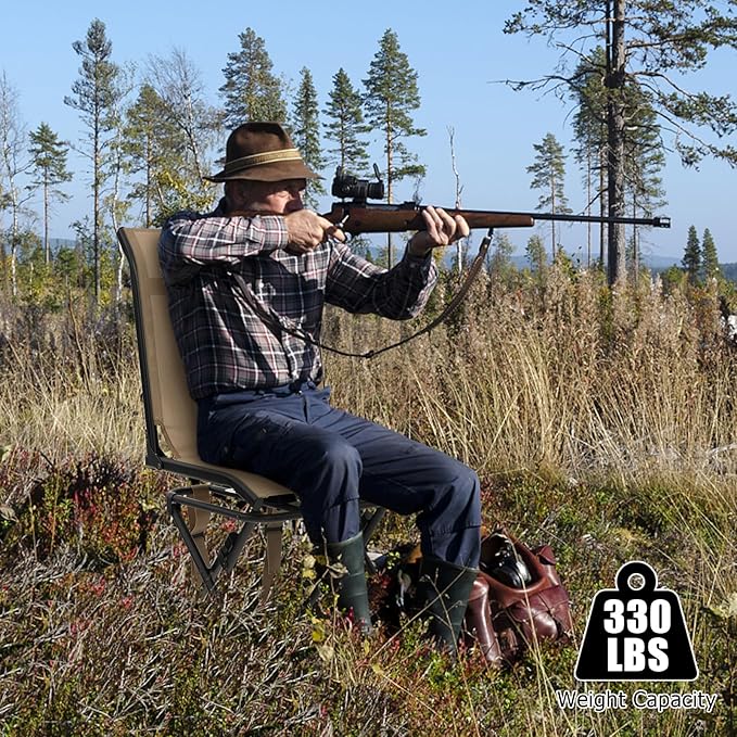 Goplus Hunting Chair, 360° Swivel Hunting Blind Chair with Carrying Strap, 330LBS Capacity, Folding Silent Deer Hunting Chair, Portable Ground Blind Chair for Fishing Camping, No Assembly
