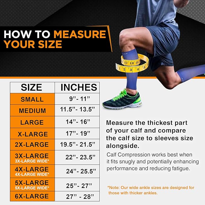 Doc Miller Compression Calf Sleeve for Men & Women – 20-30mmHg Graduated Support for Running, Shin Splints, Calf Strain – Knee High, Small to 6XL Plus Size