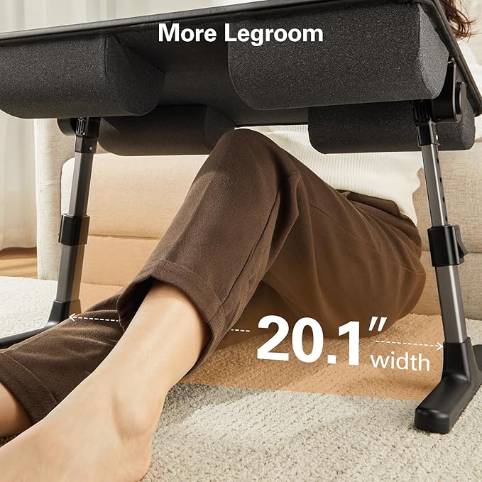 HUANUO Laptop Bed Desk, Laptop Tray Computer Lap Desk for Bed Couch Sofa Floor, Bed Tray for Working, Eating, Foldable Lap Stand Table with Height Adjustment & 35° Adjustable Tilt Angle, HNLD19