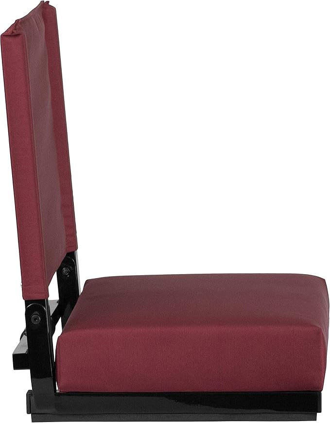 Flash Furniture Grandstand Portable Stadium Seats for Bleachers or Benches, Folding Padded Stadium Chairs with Handle, Pack of 2, 500 lb. Weight Capacity, Maroon