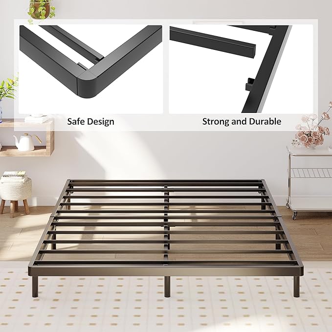 Upcanso Box Spring for Queen Bed Bed Base 2 Inch, Low Profile Metal Queen Box Spring Bunkie Board 2 Inch, 3000 Lbs Max Weight Capacity Mattress Foundation, Noise-Free, Easy Assembly