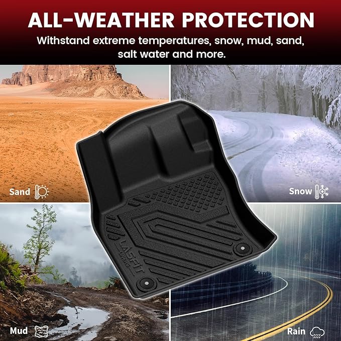 LASFIT Floor Mats & Cargo Mats for Volkswagen Taos 2022-2026(Only Fit FWD), All Weather TPE Custom Fit Floor Liners for VW Taos Accessories 1st & 2nd Row Car Mats & Trunk Mats, Easy to Clean, Black
