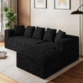Modular Sectional Sofa, 107" L Shaped Cloud Couch Plush Corduroy Deep Seat Boneless Sofas with 5 Pillows Long Chaise Lounge Couches Memory Foam for Living Room - Black, Right Facing Chaise