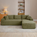 95" Boneless Cloud Sectional Couches for Living Room, Comfy Fluffy L Shaped Memory Foam Deep Seat Boneless Couch, Modular Sectional Sofa with Right Facing Chaise, Olive Green