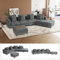 147" Oversized L-Shaped Modular Sectional Sofa, Modern 6-Seater Cloud Couch with 2 Storage Ottomans, Washable Pet-Friendly Fabric for Living Room, Apartment