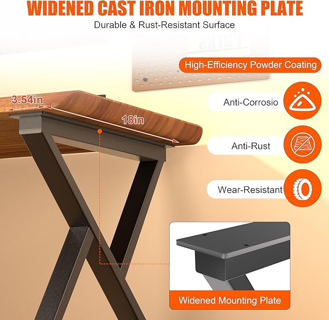 KOSEOO Metal Table Legs 28" x 17.7", Heavy Duty Steel Desk Legs with Adjustable Feet, 1000lbs Capacity, Modern Industrial Table Base for Dining, Kitchen, Office & DIY Tables, Set of 2, Black