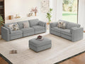 CUGOAO 153.4'' Oversized Sofa Set, Modular Sectional Sofa, Deep Seat Chenille Cloud Couch, Removable Cover, Mordern Upholstered Couches for Living Room, Apartment, Office, Grey