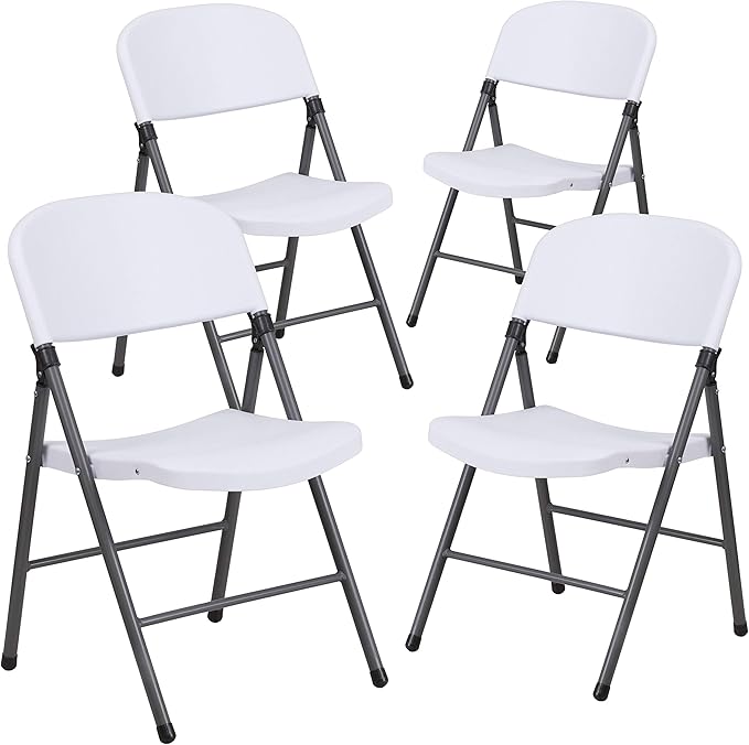Flash Furniture Hercules Series Plastic Folding Chairs, Lightweight Commercial Event Chairs with 330-lb. Static Weight Capacity, Set of 4, White