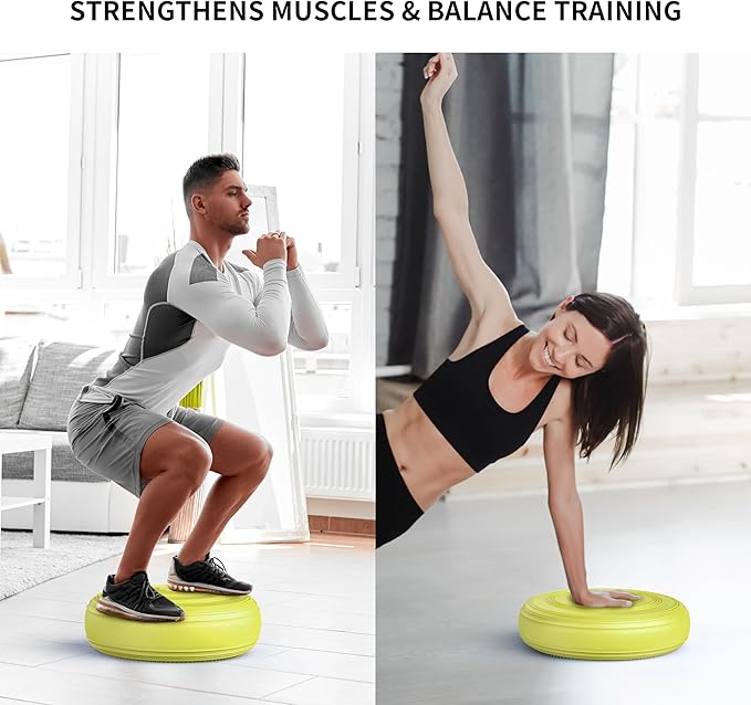 FITMIND Inflated Wobble Cushion,Circular Non-slip Texture for Comfortable Sitting,Extra Thick Dyna Disc with Pump for Core Strength,Wiggle Seat to Improve Posture,Fitness,660lb Load Capacity