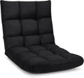 Giantex Adjustable Floor Gaming Sofa Chair 14-Position Cushioned Folding Lazy Recliner High Resilience Sponge, Breathable Cotton & Linen Fabric Sleeper Bed Couch Recliner with Removable Cover (Black)