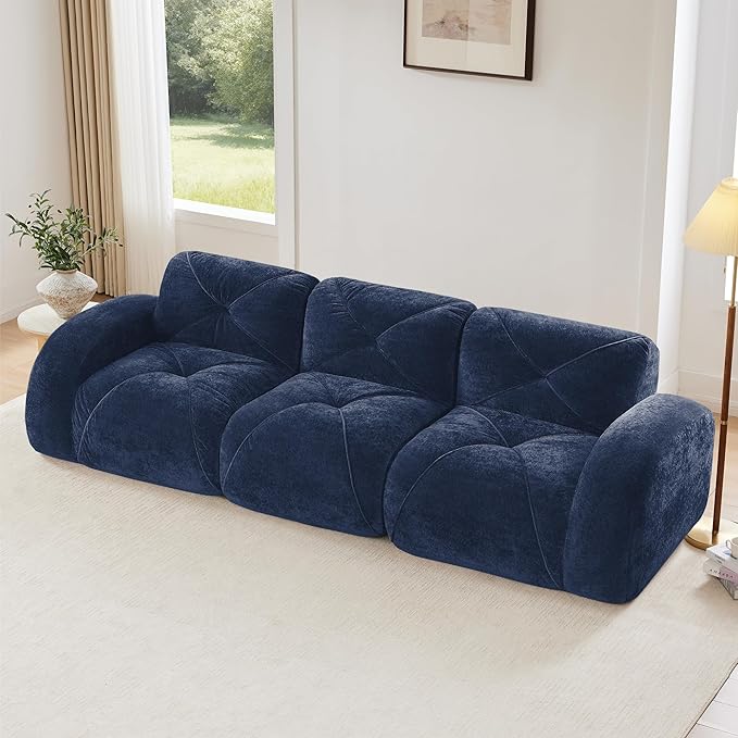 Modular Sectional Sofa with Free Combination,Boneless Floor Couch for Living Room & Lounge,Velvet 3-Seater Sectional Couch with Comfortable Deep Seat,No Assembly Needed