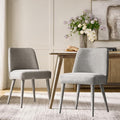 HULALA HOME Modern Dining Chairs Set of 2，Gray Fully Chenille Upholstered Dining Room Chairs Set with Foot Peg, Solid Wood Frame, Armless Kitchen Accent Chairs for Living Room Bedroom Reception