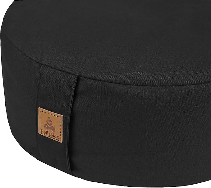 FelizMax Zafu Buckwheat Meditation Cushion,D=13"/16" H=5.5",Round Zabuton Meditation Pillow,Yoga Bolster Kneeling Pillow Premium Yoga Pillow for Sitting on Floor Zippered Cotton Cover