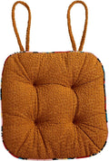 Soft Comfort Chair Pads with 3D Dots Pattern Jacquard Warm Square Chair Cushion with Ties Thicken Non-Slip Floor Pillow Fluffy Seat Cushion for Office Dining Kitchen (Orange,15"x15")