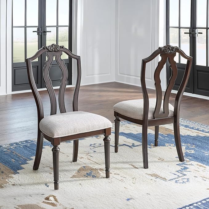 Signature Design by Ashley Lavinton Traditional Upholstered Dining Chairs - Tan (Set of 2)