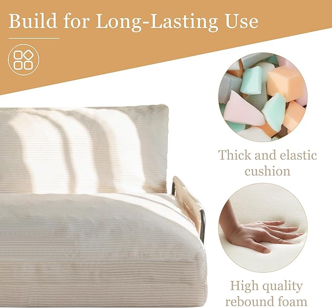 YOSHOOT Lazy Floor Sofa Convertible Bean Bag Sofa Bed Couch, 5-Position Foldable Sleeper Chair with Armrest, Ideal for Reading & Gaming