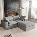 Cloud Couch Modular Sectional Sofa for LivingRoom, 80.3" Down Filled L Shaped Couch, 2 Seater+ 1 Storage Ottoman Convertible Funiture for Apartment(Grey, LoveSeat+1 Ottoman)