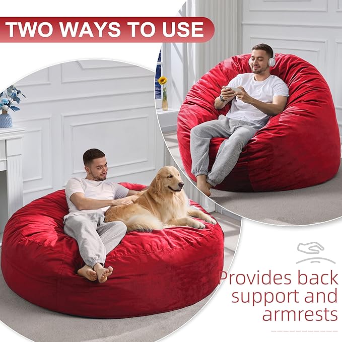 Hobestluk Bean Bag Chair 6Ft Giant Bean Bag Chairs for Adults Large Bean Chairs with Removable Cover,Big BeanBag Chairs for Living Room, Bedroom