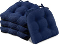 Basic Beyond Chair Cushions for Dining Chairs 4 Pack, Chair Cushion with Ties and Non Slip Backing, 15.5 x 15.5 inches Tufted Chair Pads for Dining Chairs(Royal Blue)