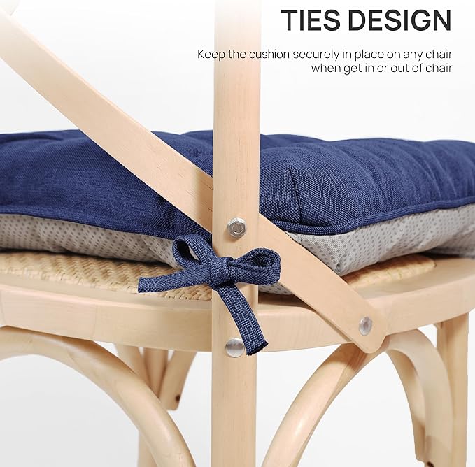 Love's cabin Memory Foam Chair Cushions Set of 4, Outdoor/Indoor Chair Pads for Dining Chairs 4 Pack, Seat Cushions for Kitchen, Dining Room, Office, Patio Chairs, 15.5"x15.5"x3.5" Navy Blue