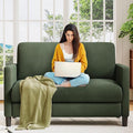 Loveseat Sofa, 51" Love Seat, Comfy Corduroy Small Loveseat for Small Spaces, Tool-Free Setup Couch for Bedroom, All-Wood Couches for Living Room, No Pillow Included, Green