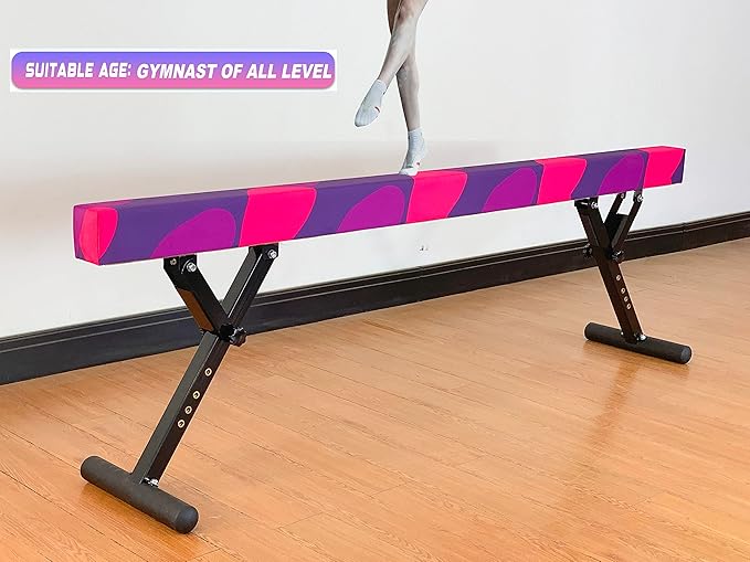 MARFULA Adjustable Balance Beam 8 ft Gymnastic Beam Adjustable Height for Kids and Teenage of All Gymnastic Levels, Gymnastic Training Beam Gymnastic Equipment for Athlete Home and Gym Club Use