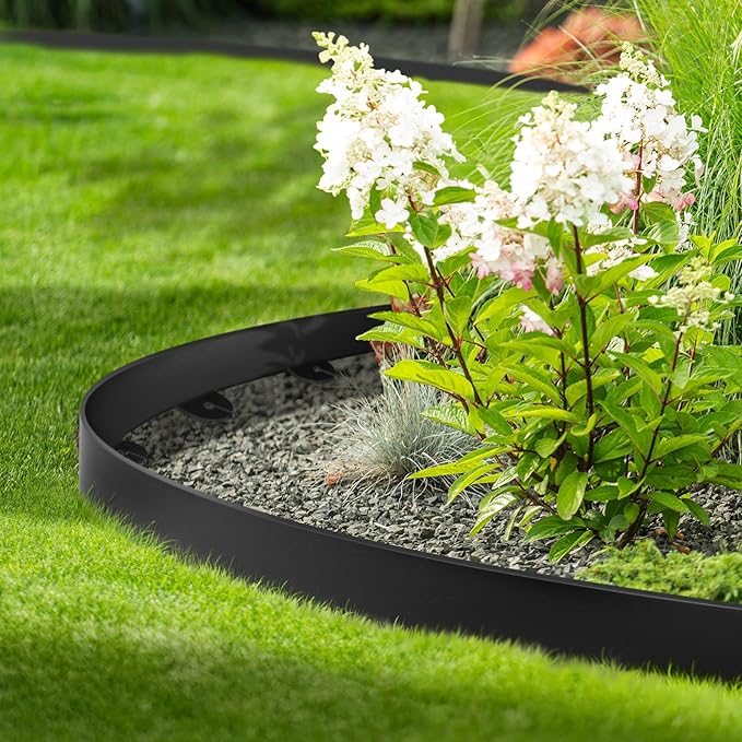 Jorvila Landscape Edging, 2.0" x 100' Plastic Garden Edging with 120 Pcs Metal Spikes, Flexible Garden Border for Lawn, Landscaping, Flower Beds