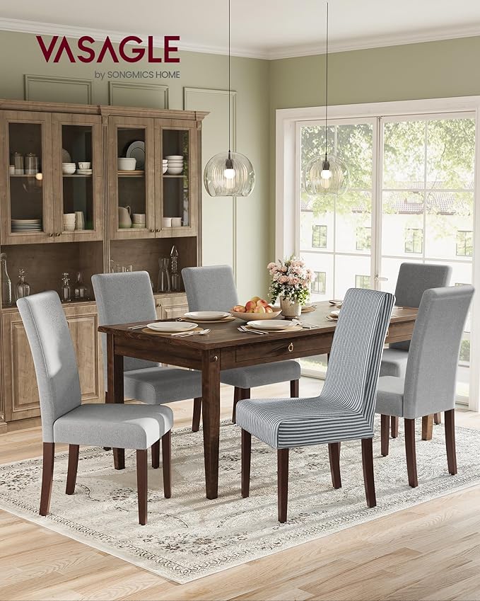 VASAGLE Dining Chairs Set of 6, Parsons Chairs with Removable Fabric Cover, High Back, for Dining Room Kitchen, Thick Seat, 22.8 x 18.9 x 39.4 Inches, Dove Gray UKDC152G16