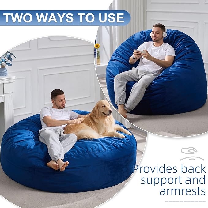 Hobestluk Bean Bag Chair 6Ft Giant Bean Bag Chairs for Adults Large Bean Chairs with Removable Cover,Big BeanBag Chairs for Living Room, Bedroom